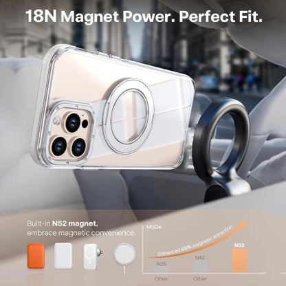 For iPhone 13 Pro Max Dual Color Clear 360 Degree Rotation Holder Magnetic Phone Case - White - EDA009691616A