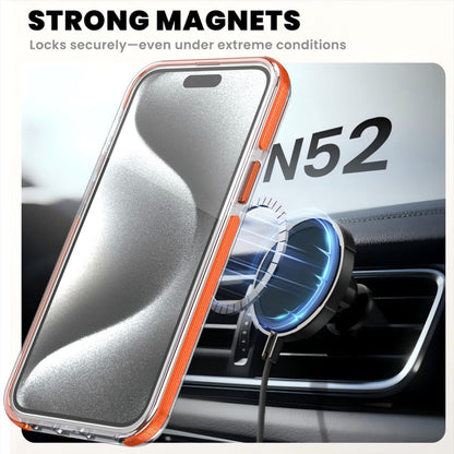 For iPhone 13 Pro Max Dual Color Clear 360 Degree Rotation Holder Magnetic Phone Case - Orange - EDA009691616B