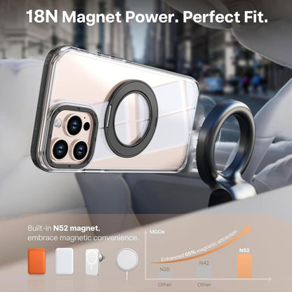 For iPhone 13 Pro Max Dual Color Clear 360 Degree Rotation Holder Magnetic Phone Case - Black - EDA009691616C