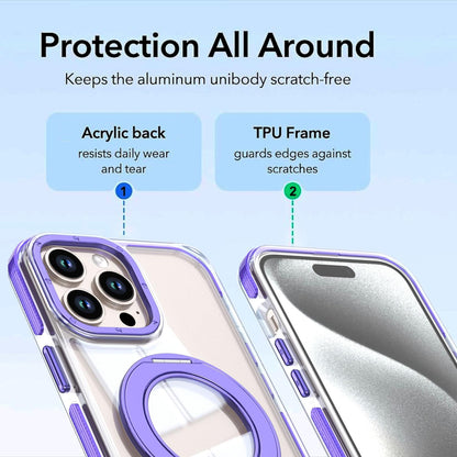 For iPhone 13 Pro Max Dual Color Clear 360 Degree Rotation Holder Magnetic Phone Case - Purple - EDA009691616E