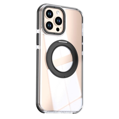 For iPhone 13 Pro Dual Color Clear 360 Degree Rotation Holder Magnetic Phone Case - Black - EDA009691617C