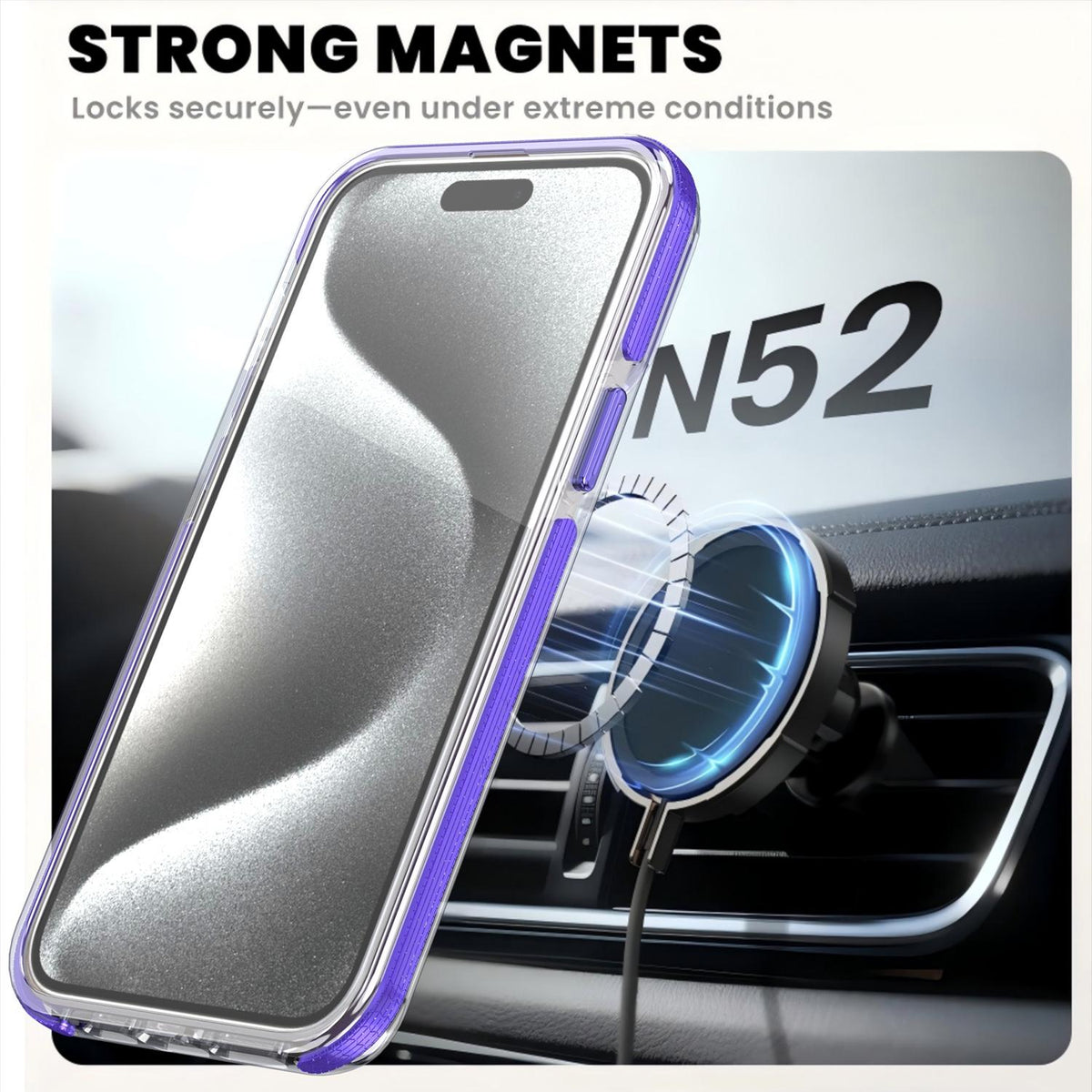 For iPhone 13 Pro Dual Color Clear 360 Degree Rotation Holder Magnetic Phone Case - Purple - EDA009691617E