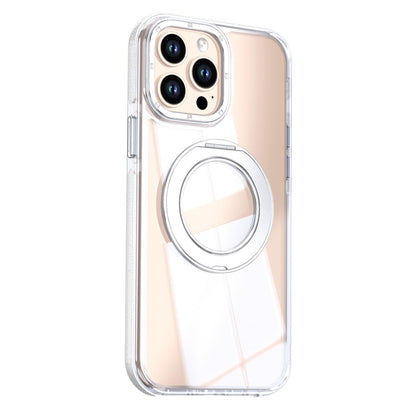 For iPhone 12 Pro Max Dual Color Clear 360 Degree Rotation Holder Magnetic Phone Case - White - EDA009691618A