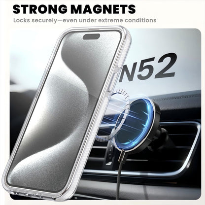 For iPhone 12 Pro Max Dual Color Clear 360 Degree Rotation Holder Magnetic Phone Case - White - EDA009691618A