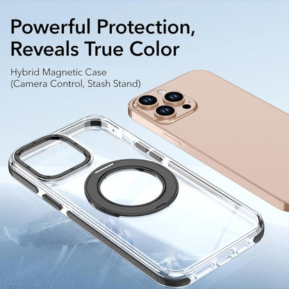 For iPhone 12 Pro Max Dual Color Clear 360 Degree Rotation Holder Magnetic Phone Case - Black - EDA009691618C
