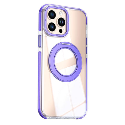 For iPhone 12 Pro Max Dual Color Clear 360 Degree Rotation Holder Magnetic Phone Case - Purple - EDA009691618E