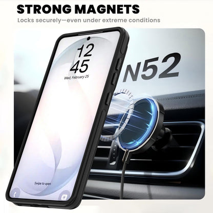 For Galaxy S26 Ultra 5G Dual Color Skin Feel 360 Degree Rotation Holder Magnetic Phone Case - Black - EDA009691701B