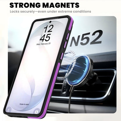 For Galaxy S26 Ultra 5G Dual Color Skin Feel 360 Degree Rotation Holder Magnetic Phone Case - Purple - EDA009691701D
