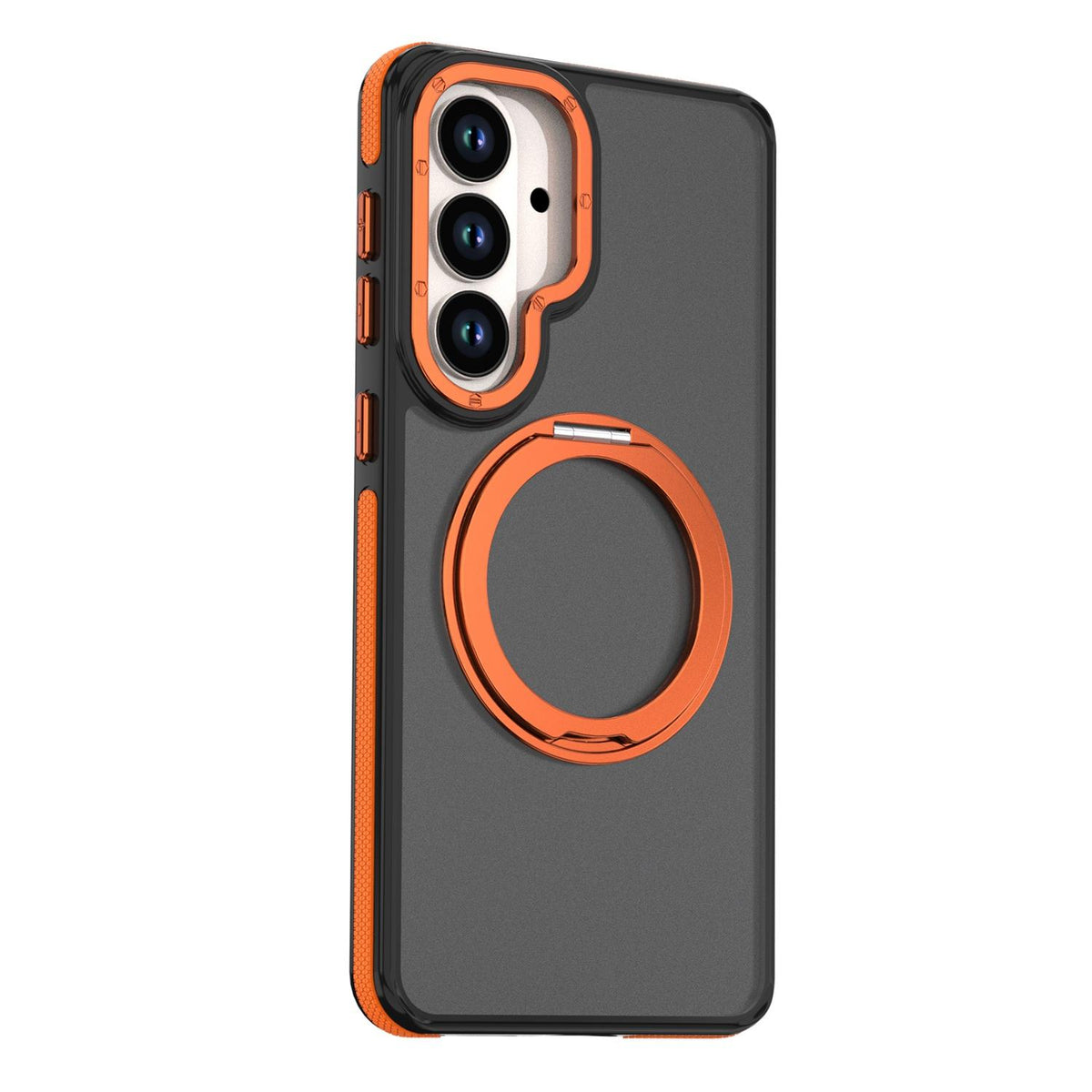 For Galaxy S26+ 5G Dual Color Skin Feel 360 Degree Rotation Holder Magnetic Phone Case - Orange - EDA009691702A