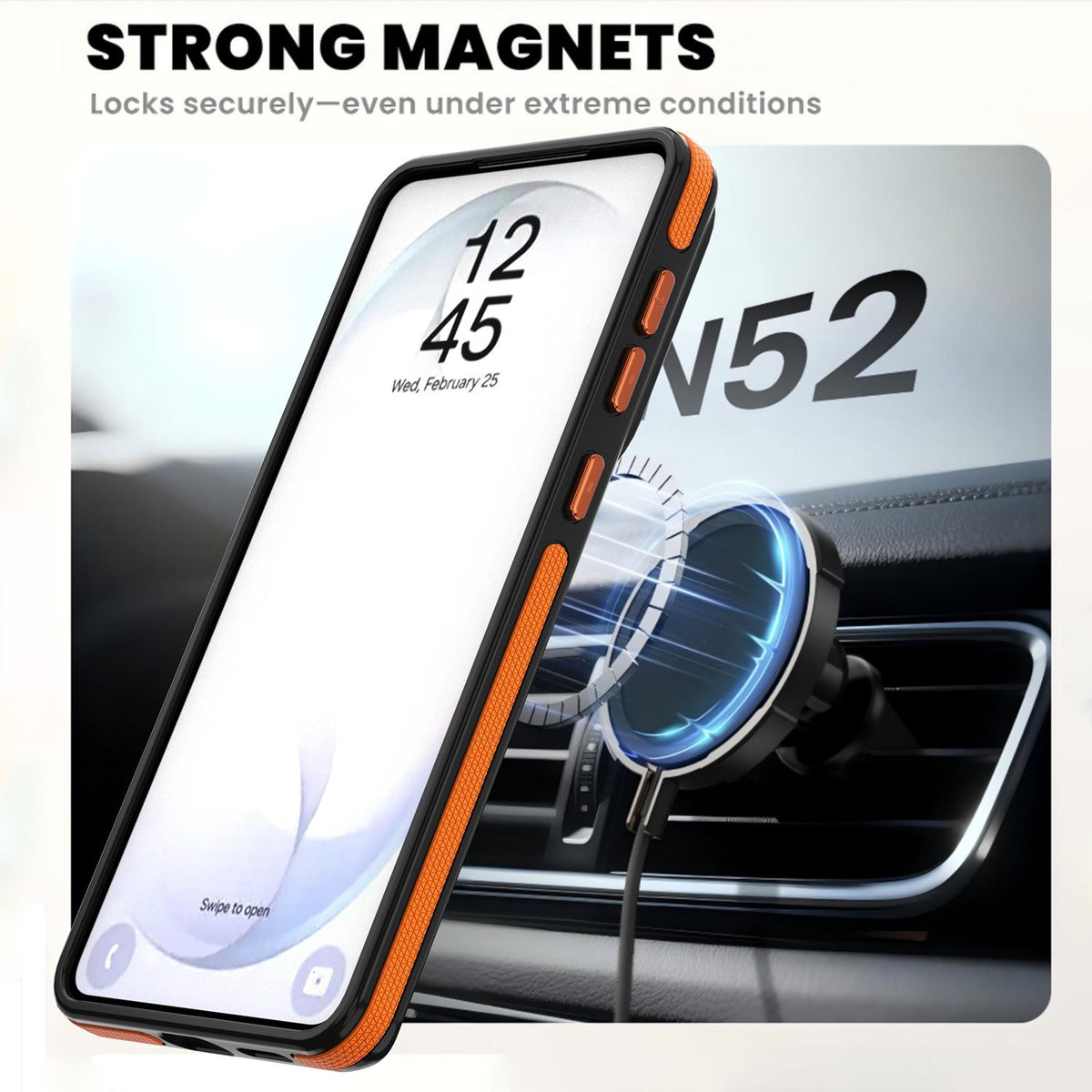 For Galaxy S26+ 5G Dual Color Skin Feel 360 Degree Rotation Holder Magnetic Phone Case - Orange - EDA009691702A