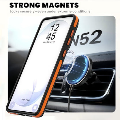 For Galaxy S26+ 5G Dual Color Skin Feel 360 Degree Rotation Holder Magnetic Phone Case - Orange - EDA009691702A