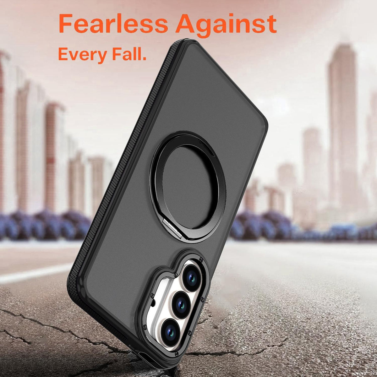 For Galaxy S26+ 5G Dual Color Skin Feel 360 Degree Rotation Holder Magnetic Phone Case - Black - EDA009691702B