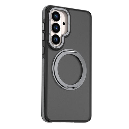 For Galaxy S26+ 5G Dual Color Skin Feel 360 Degree Rotation Holder Magnetic Phone Case - Grey - EDA009691702C