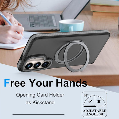 For Galaxy S26+ 5G Dual Color Skin Feel 360 Degree Rotation Holder Magnetic Phone Case - Grey - EDA009691702C