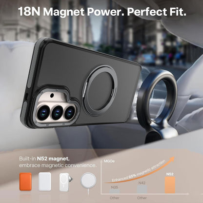 For Galaxy S26+ 5G Dual Color Skin Feel 360 Degree Rotation Holder Magnetic Phone Case - Grey - EDA009691702C