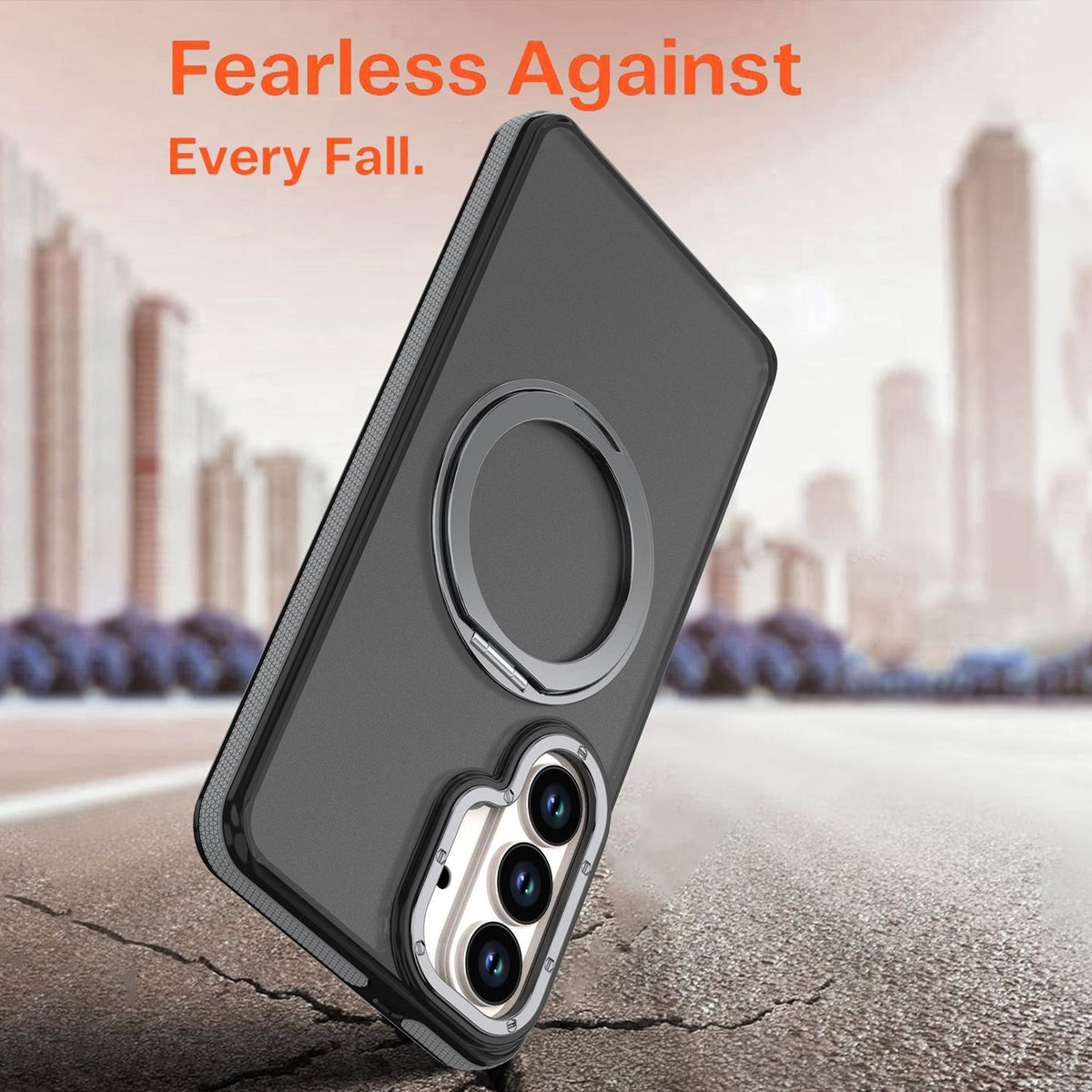 For Galaxy S26+ 5G Dual Color Skin Feel 360 Degree Rotation Holder Magnetic Phone Case - Grey - EDA009691702C