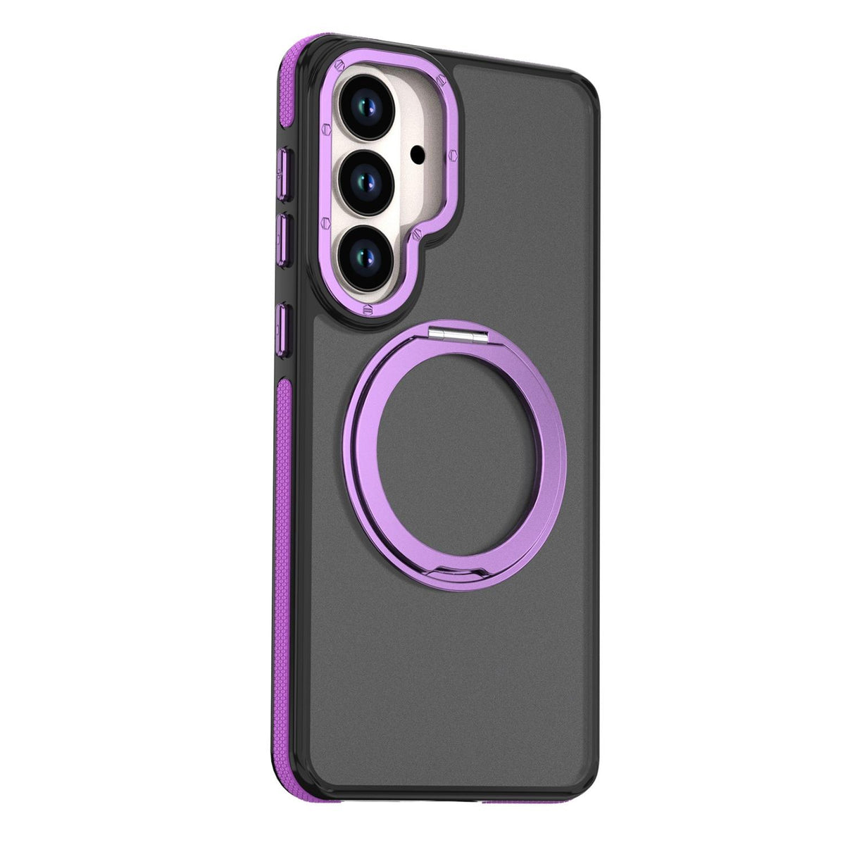 For Galaxy S26+ 5G Dual Color Skin Feel 360 Degree Rotation Holder Magnetic Phone Case - Purple - EDA009691702D