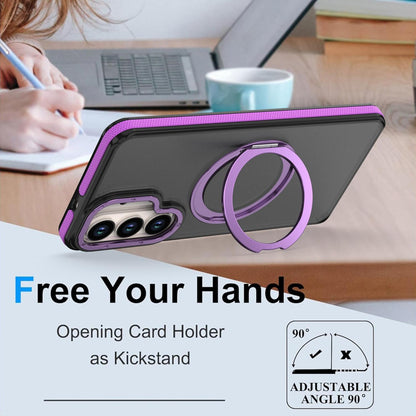 For Galaxy S26+ 5G Dual Color Skin Feel 360 Degree Rotation Holder Magnetic Phone Case - Purple - EDA009691702D