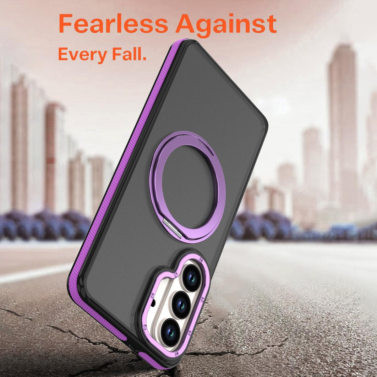 For Galaxy S26+ 5G Dual Color Skin Feel 360 Degree Rotation Holder Magnetic Phone Case - Purple - EDA009691702D