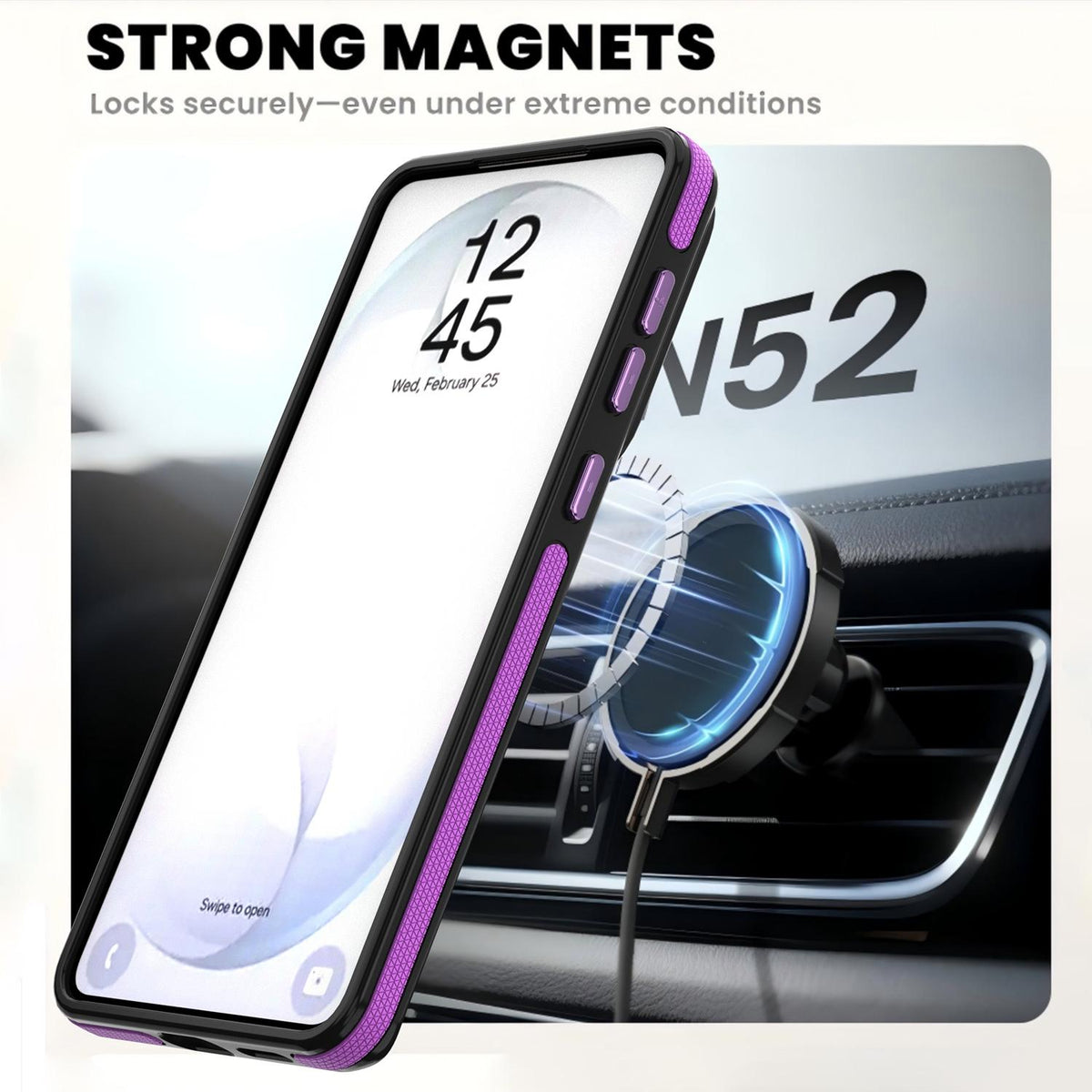 For Galaxy S26+ 5G Dual Color Skin Feel 360 Degree Rotation Holder Magnetic Phone Case - Purple - EDA009691702D
