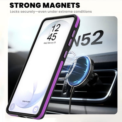 For Galaxy S26+ 5G Dual Color Skin Feel 360 Degree Rotation Holder Magnetic Phone Case - Purple - EDA009691702D