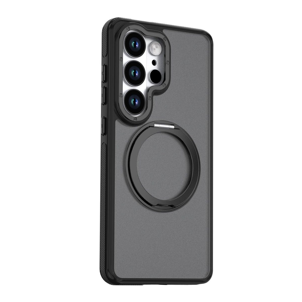 For Galaxy S24 Ultra 5G Dual Color Skin Feel 360 Degree Rotation Holder Magnetic Phone Case - Black - EDA009691707B