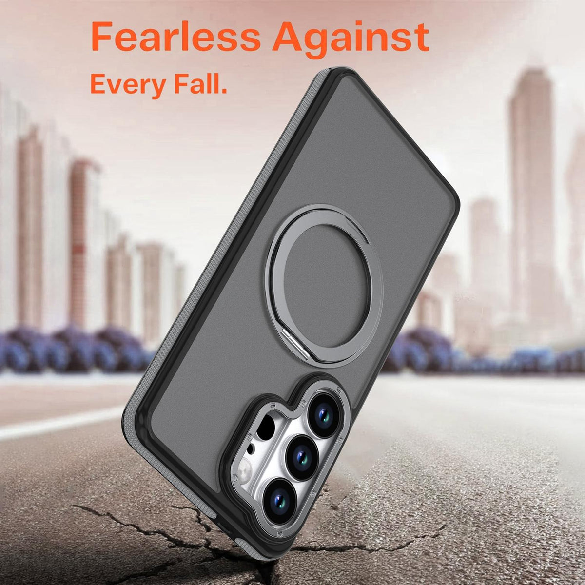 For Galaxy S24 Ultra 5G Dual Color Skin Feel 360 Degree Rotation Holder Magnetic Phone Case - Grey - EDA009691707C