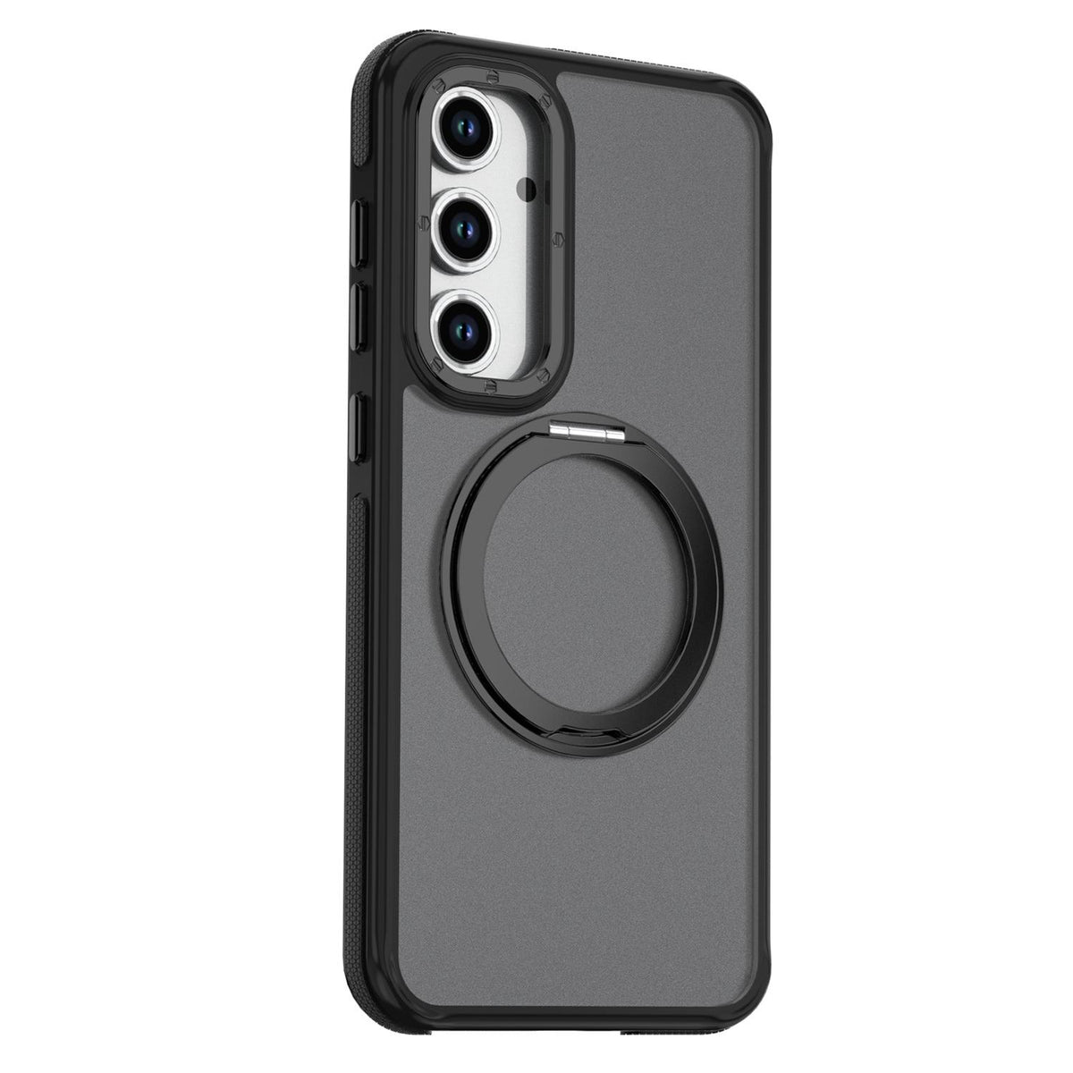 For Galaxy S24 FE 5G Dual Color Skin Feel 360 Degree Rotation Holder Magnetic Phone Case - Black - EDA009691708B
