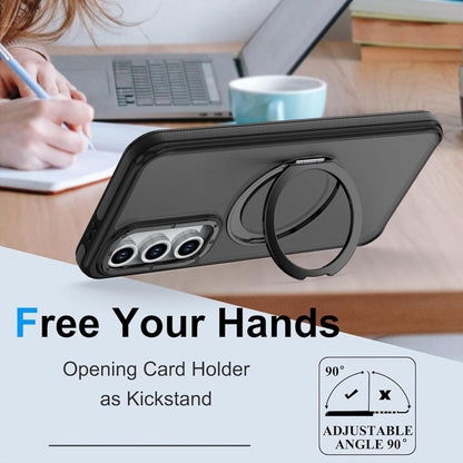 For Galaxy S24 FE 5G Dual Color Skin Feel 360 Degree Rotation Holder Magnetic Phone Case - Black - EDA009691708B