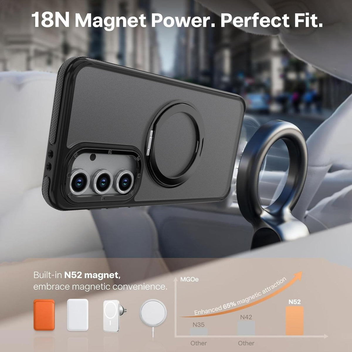 For Galaxy S24 FE 5G Dual Color Skin Feel 360 Degree Rotation Holder Magnetic Phone Case - Black - EDA009691708B