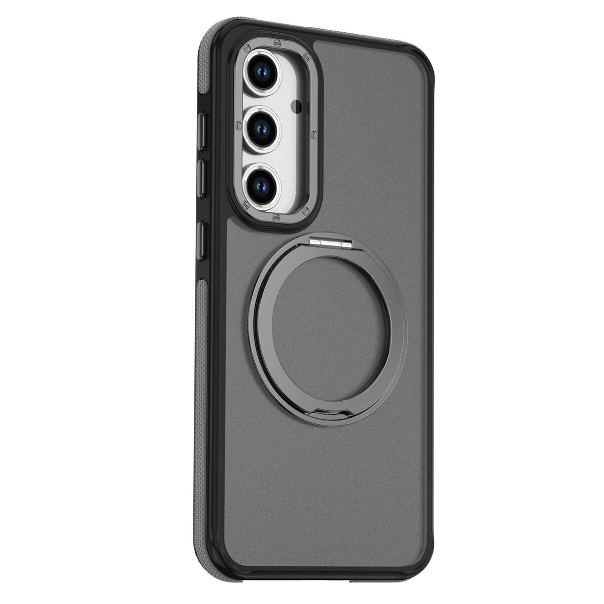 For Galaxy S24 FE 5G Dual Color Skin Feel 360 Degree Rotation Holder Magnetic Phone Case - Grey - EDA009691708C