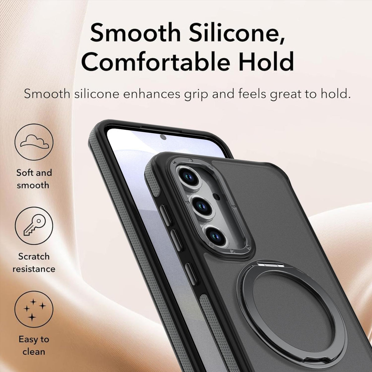 For Galaxy S24 FE 5G Dual Color Skin Feel 360 Degree Rotation Holder Magnetic Phone Case - Grey - EDA009691708C