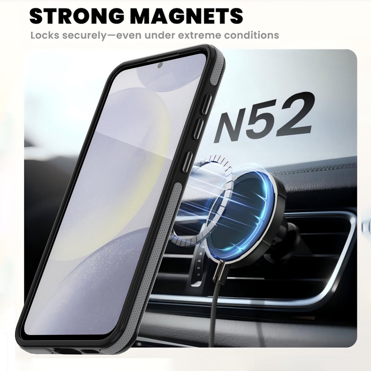 For Galaxy S24 FE 5G Dual Color Skin Feel 360 Degree Rotation Holder Magnetic Phone Case - Grey - EDA009691708C
