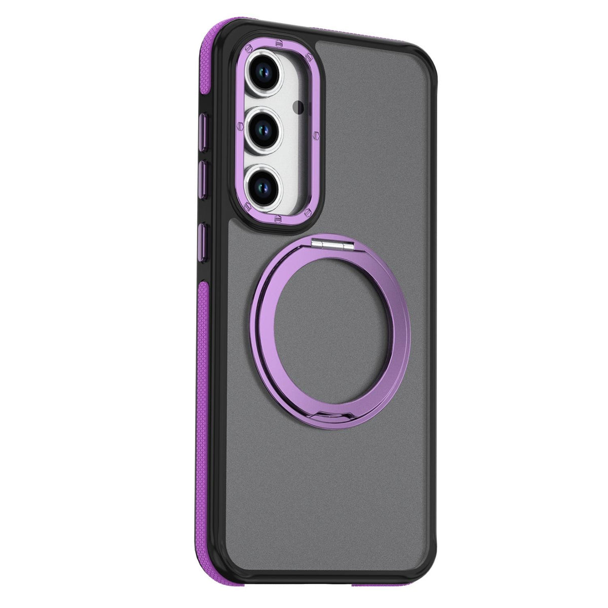 For Galaxy S24 FE 5G Dual Color Skin Feel 360 Degree Rotation Holder Magnetic Phone Case - Purple - EDA009691708D
