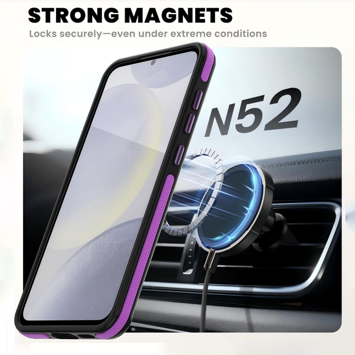 For Galaxy S24 FE 5G Dual Color Skin Feel 360 Degree Rotation Holder Magnetic Phone Case - Purple - EDA009691708D