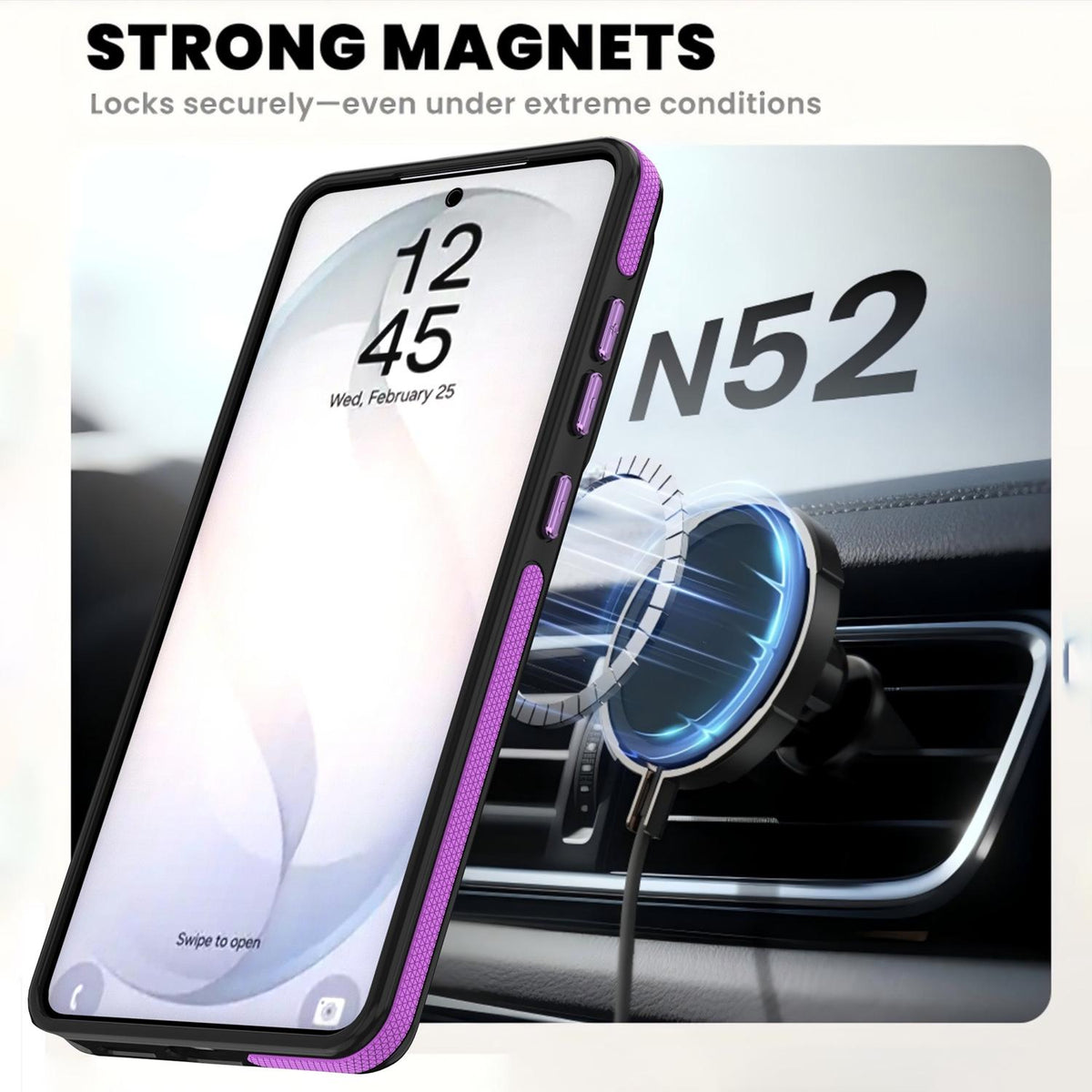 For Galaxy S23 Ultra 5G Dual Color Skin Feel 360 Degree Rotation Holder Magnetic Phone Case - Purple - EDA009691709D