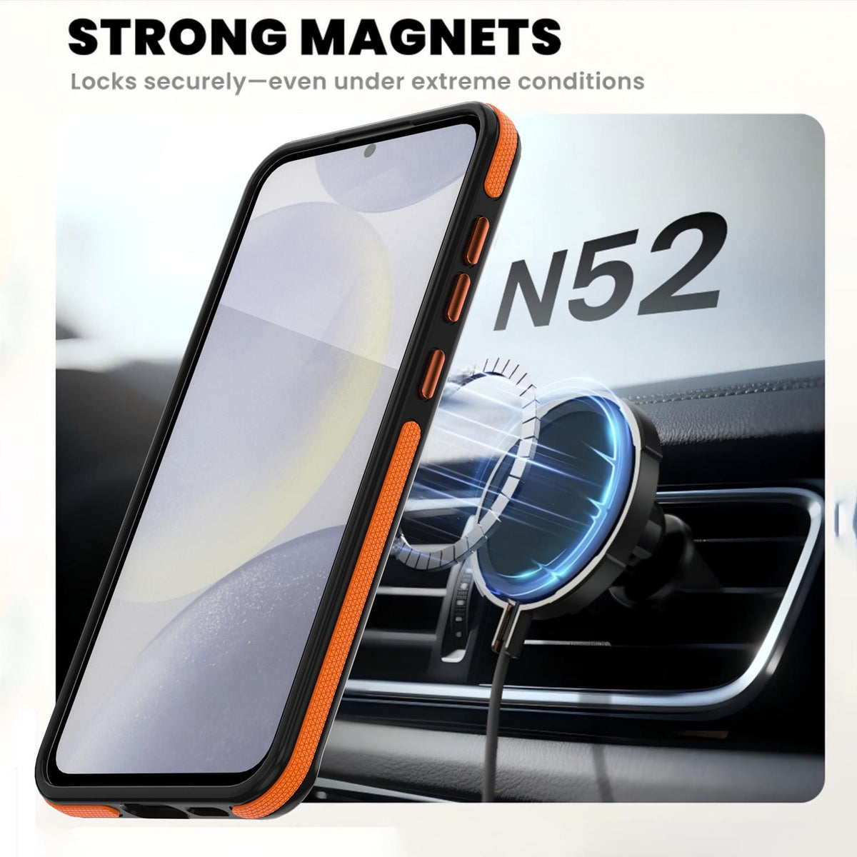 For Galaxy S23 FE 5G Dual Color Skin Feel 360 Degree Rotation Holder Magnetic Phone Case - Orange - EDA009691712A