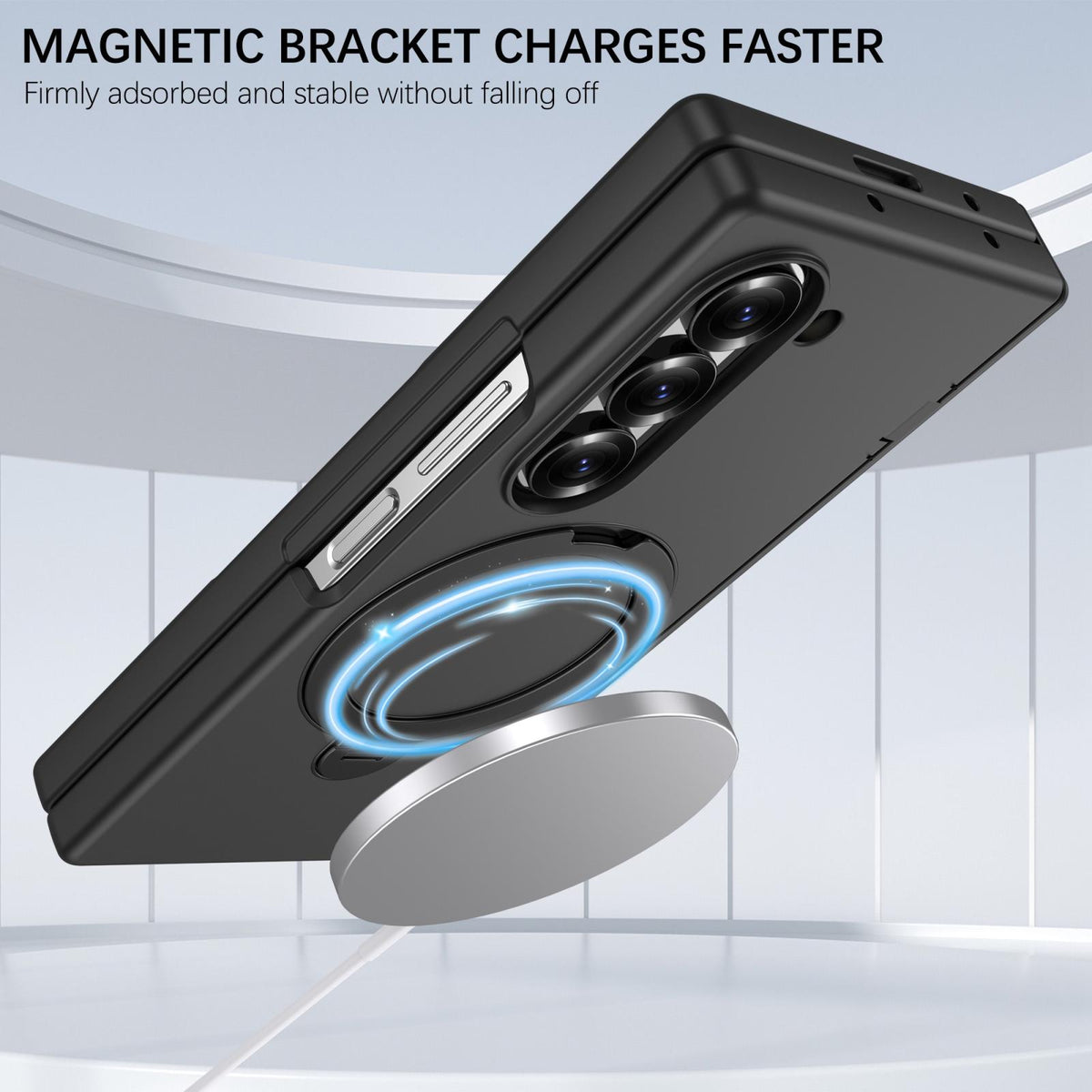 For Galaxy Z Fold6 Hinge 360 Rotation Magnetic Holder PC Phone Case, No Film - Black - EDA009691803A