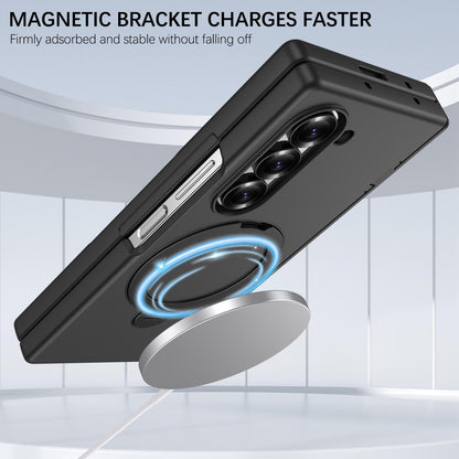 For Galaxy Z Fold6 Hinge 360 Rotation Magnetic Holder PC Phone Case, No Film - Black - EDA009691803A