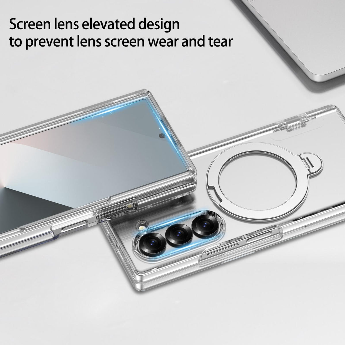 For Galaxy Z Fold6 Hinge 360 Rotation Magnetic Holder PC Phone Case, No Film - Transparent - EDA009691803B