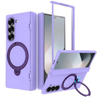 For Galaxy Z Fold6 Hinge 360 Rotation Magnetic Holder PC Phone Case, No Film - Purple - EDA009691803C