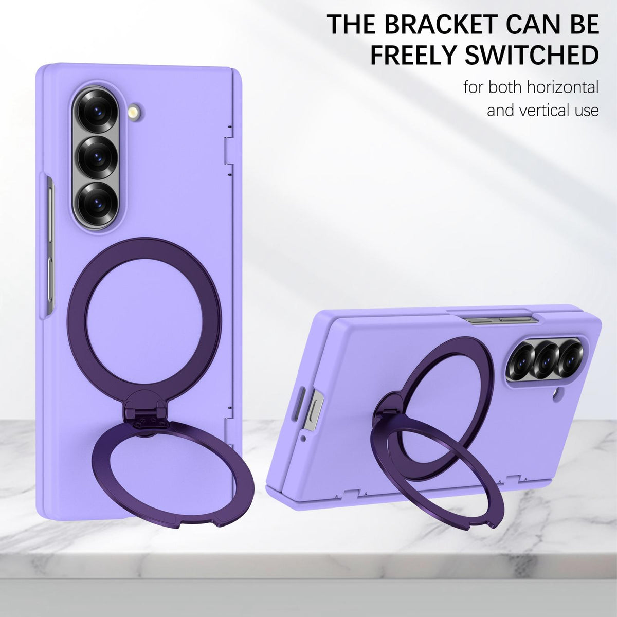 For Galaxy Z Fold6 Hinge 360 Rotation Magnetic Holder PC Phone Case, No Film - Purple - EDA009691803C
