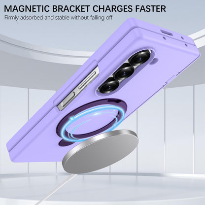 For Galaxy Z Fold6 Hinge 360 Rotation Magnetic Holder PC Phone Case, No Film - Purple - EDA009691803C