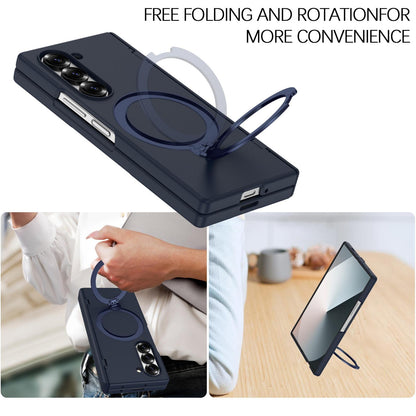 For Galaxy Z Fold6 Hinge 360 Rotation Magnetic Holder PC Phone Case, No Film - Dark Blue - EDA009691803D