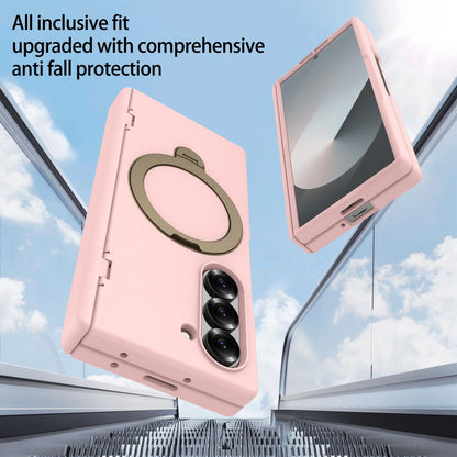 For Galaxy Z Fold6 Hinge 360 Rotation Magnetic Holder PC Phone Case, No Film - Pink - EDA009691803E