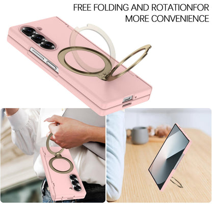 For Galaxy Z Fold6 Hinge 360 Rotation Magnetic Holder PC Phone Case, No Film - Pink - EDA009691803E