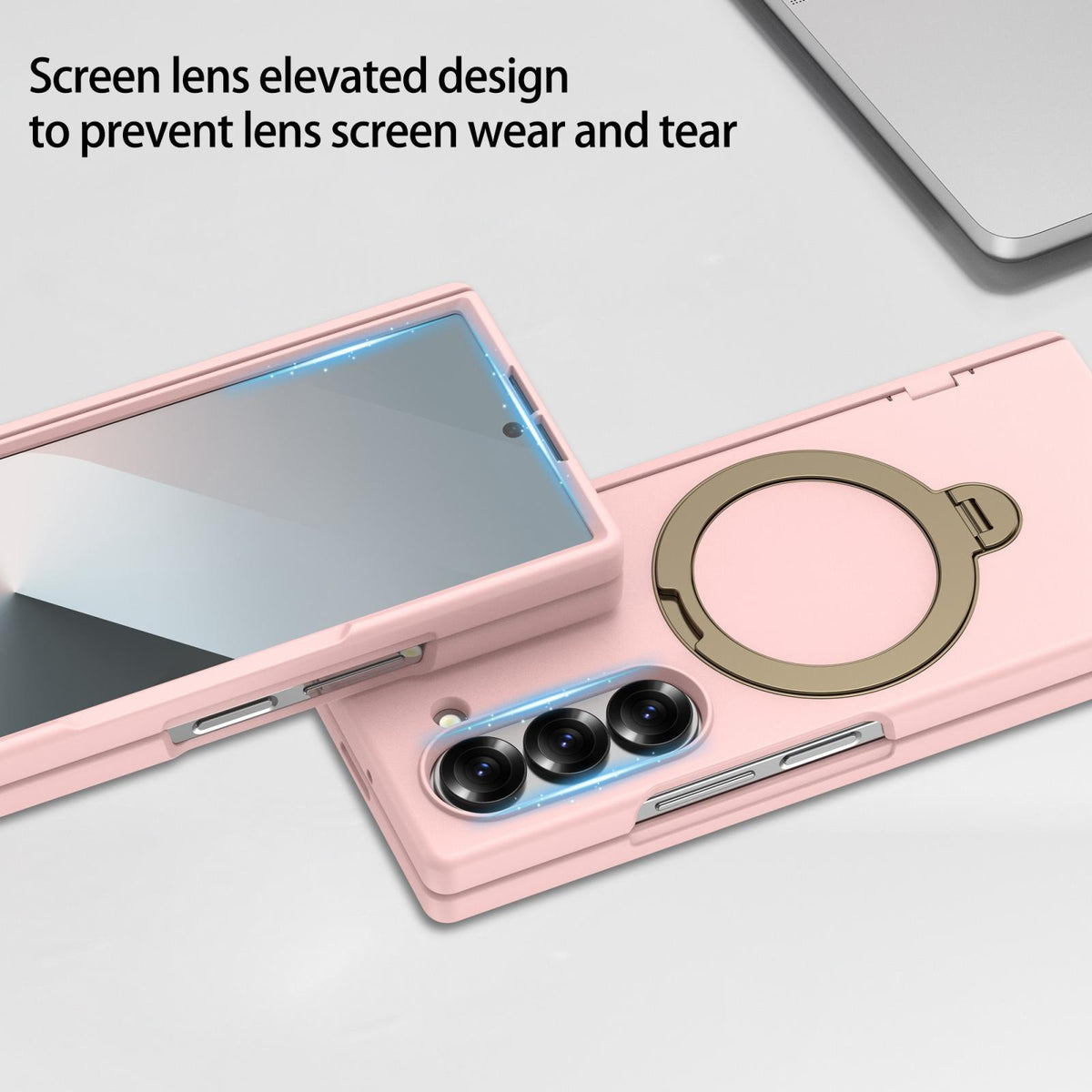 For Galaxy Z Fold6 Hinge 360 Rotation Magnetic Holder PC Phone Case, No Film - Pink - EDA009691803E