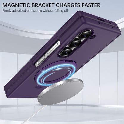 For Galaxy Z Fold6 Hinge 360 Rotation Magnetic Holder PC Phone Case, No Film - Dark Purple - EDA009691803G