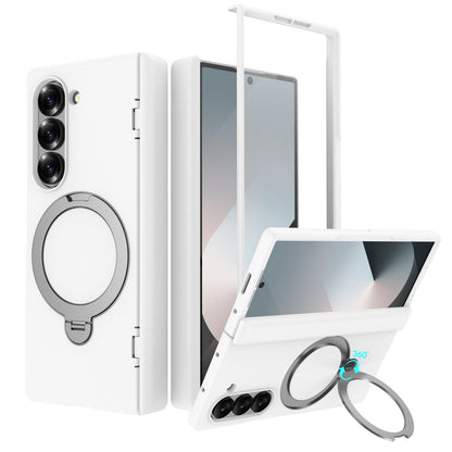 For Galaxy Z Fold6 Hinge 360 Rotation Magnetic Holder PC Phone Case, No Film - White - EDA009691803H