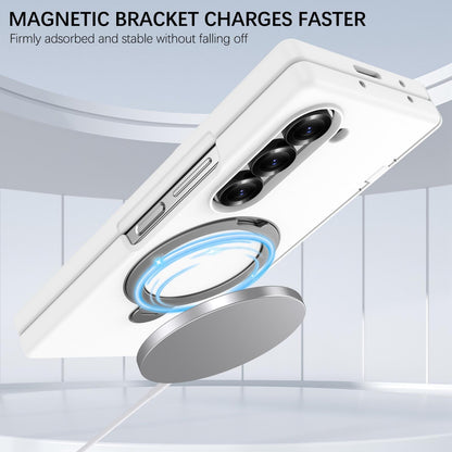 For Galaxy Z Fold6 Hinge 360 Rotation Magnetic Holder PC Phone Case, No Film - White - EDA009691803H